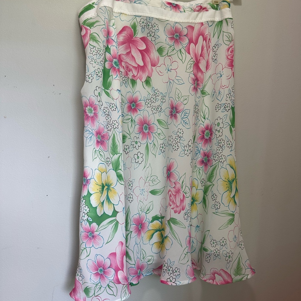Good Clothes Collections Pink and Green Ruffled Midi Skirt